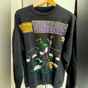 Vintage 90s Minnesota Vikings Marvin the Martian Crewneck Sweatshirt